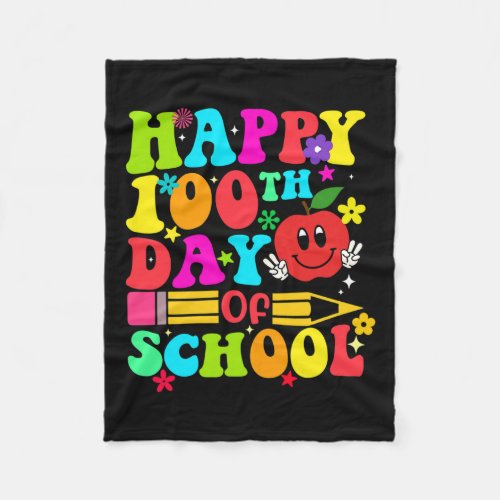 100th Day Of School Retro 100 Days Teacher Student Fleece Blanket