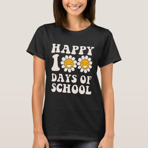 100th Day Of School Retro Groovy Cute Graphics  T_Shirt