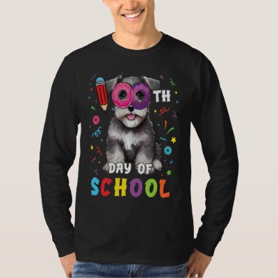 100th Day Of School Schnauzer Dog Donut 100 Days S T-Shirt