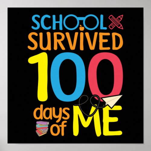 100th Day Of School School Survived 100 Days Of Me Poster