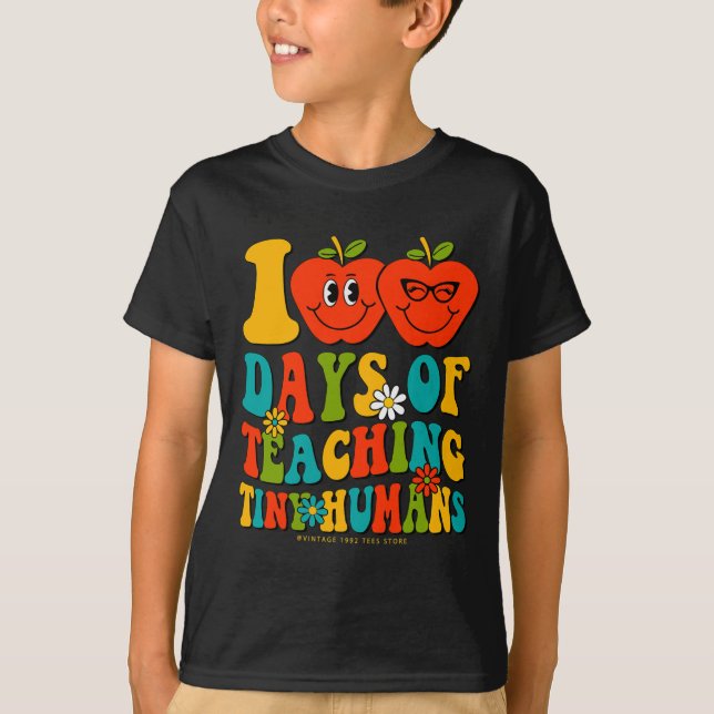 100th Day Of School Shirts Student Teacher Tiny Hu (Front)