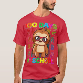 100th Day of School Sloth Design 100 Days School S T-Shirt