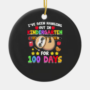 100th Day Of School Sloth Shirt Kindergarten 100 D Ceramic Ornament