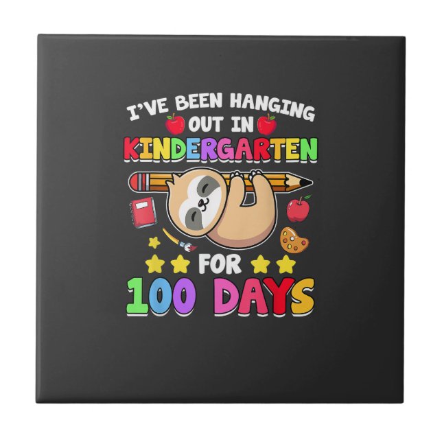 100th Day Of School Sloth Shirt Kindergarten 100 D Ceramic Tile (Front)