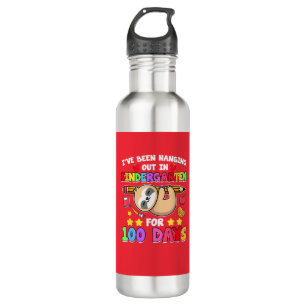 100th Day Of School Sloth Shirt Kindergarten 100 D Stainless Steel Water Bottle