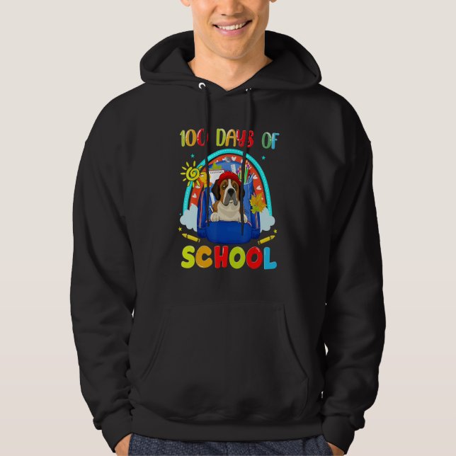 100th Day of School St Bernard Dog Lovers Teacher  Hoodie (Front)