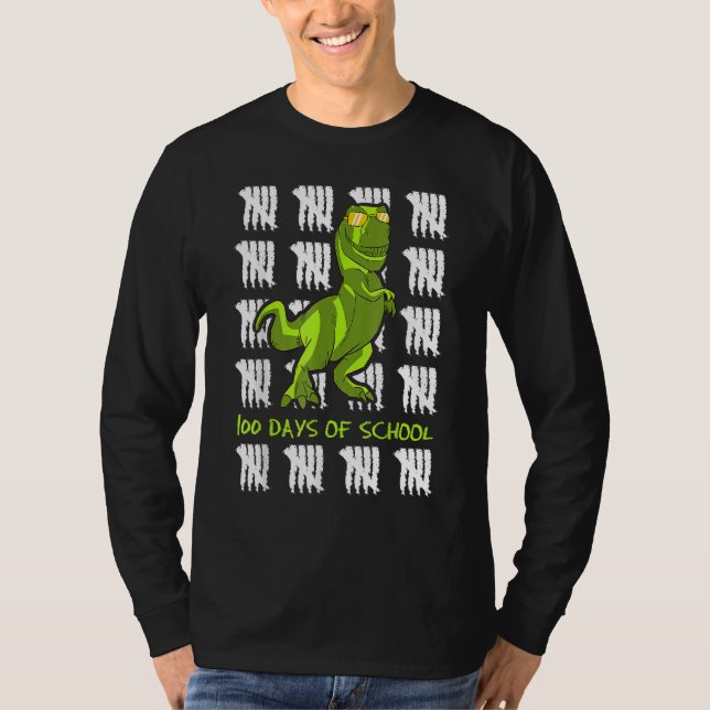 100th Day Of School Student Dino Tyrannosaurus Rex T-Shirt (Front)