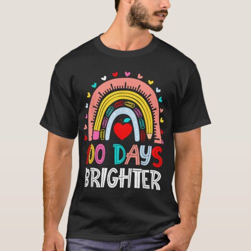 100th Day Of School Teacher 100 Days Brighter Rain T_Shirt