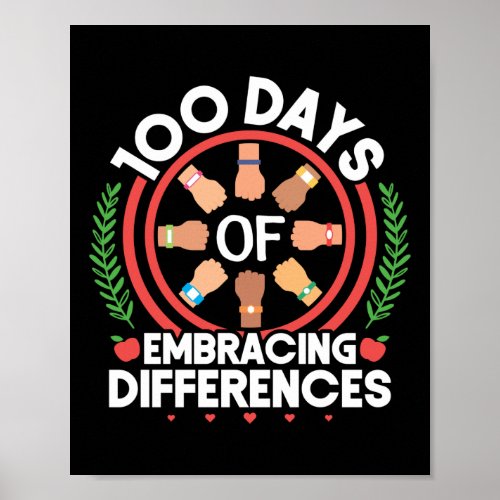 100th Day Of School Teacher 100 Days Embracing Poster