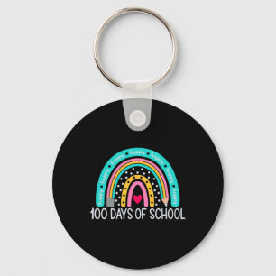 100th Day Of School Teacher 100 Days Rainbow Keychain