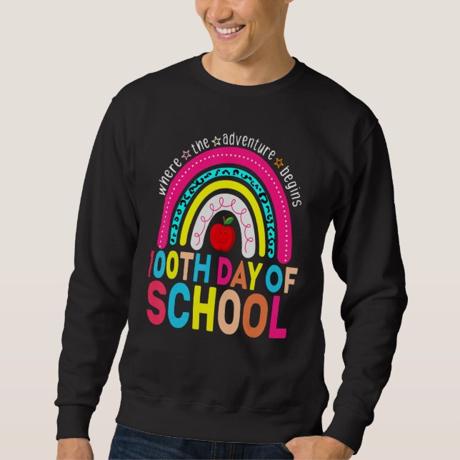 100th Day Of School Teacher 100 Days Smarter Leopa Sweatshirt (Front)