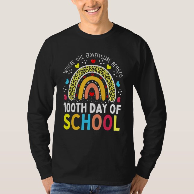100th Day Of School Teacher 100 Days Smarter Leopa T-Shirt (Front)
