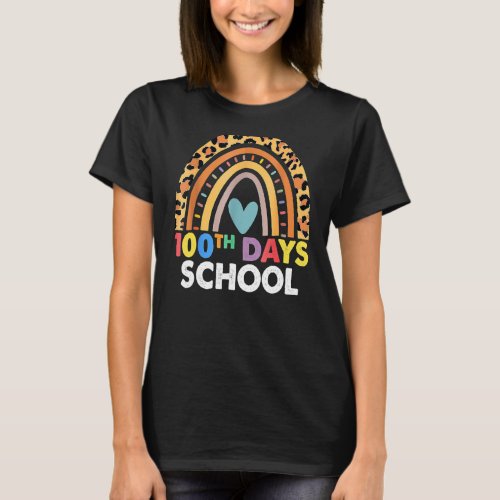 100th Day Of School Teacher 100 Days Smarter Leopa T_Shirt