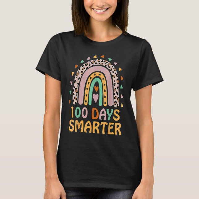 100th Day of School Teacher  100 Days Smarter Rain T-Shirt (Front)