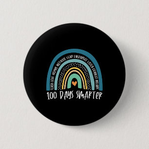 100th Day Of School Teacher 100 Days Smarter Rainb Button