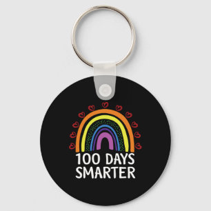 100th Day Of School Teacher 100 Days Smarter Rainb Keychain