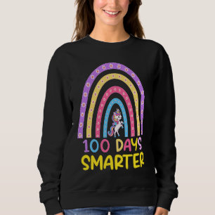 100th Day of School Teacher 100 Days Smarter Rainb Sweatshirt
