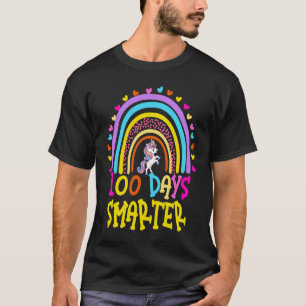 100th Day of School Teacher 100 Days Smarter Rainb T-Shirt