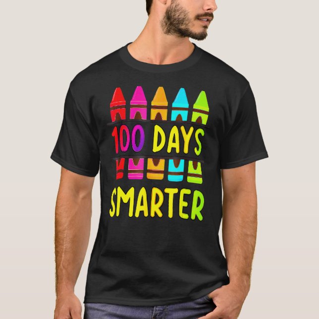 100th Day Of School Teacher 100 Days Smarter Rainb T-Shirt (Front)