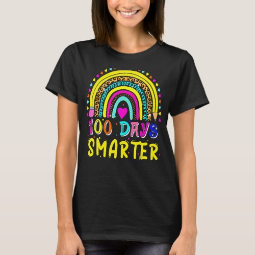 100th Day Of School Teacher Cute Rainbow 100 Days  T_Shirt