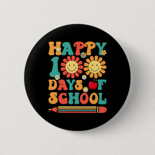 100th Day Of School Teacher Groovy - 100 Days Smar Button