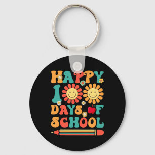 100th Day Of School Teacher Groovy - 100 Days Smar Keychain