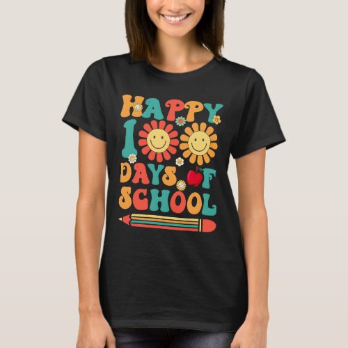 100th Day Of School Teacher Groovy _ 100 Days Smar T_Shirt