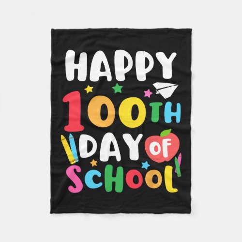 100th Day Of School Teacher Kids 100 Days Kinderga Fleece Blanket