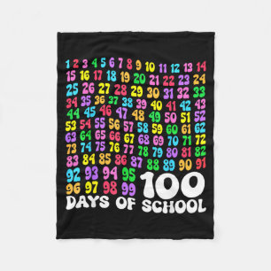 100th Day Of School Teacher Kids 100 Days Math Num Fleece Blanket