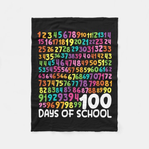 100th Day Of School Teacher Kids 100 Days Math Num Fleece Blanket