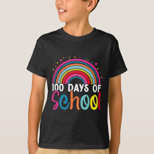 100th Day Of School Teacher Kids Retro Groovy 100  T_Shirt