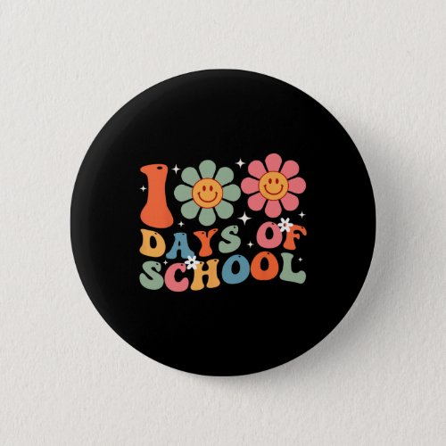 100th Day Of School Teacher Retro Kids 100 Days Of Button