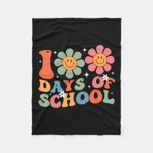 100th Day Of School Teacher Retro Kids 100 Days Of Fleece Blanket