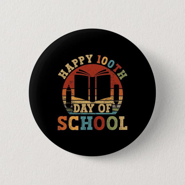100th Day Of School Teacher Student 100 Days Vinta Button (Front)
