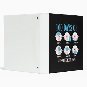 100th Day Of School Teacher Teacherlife 2021 Sheep 3 Ring Binder