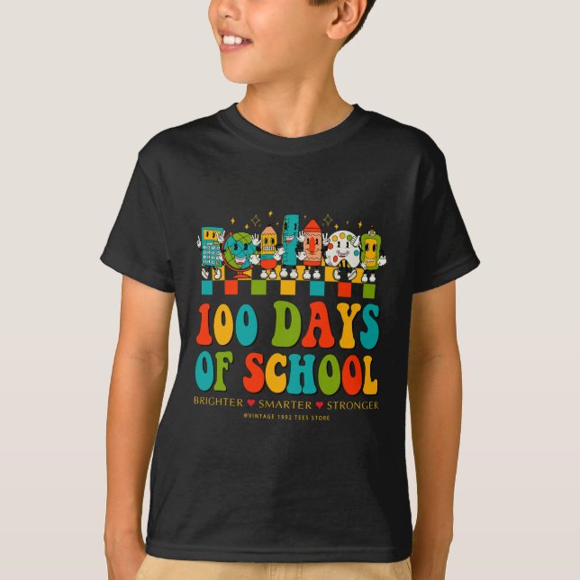 100th Day Of School Teachers Brighter Smarter Stro T-Shirt (Front)