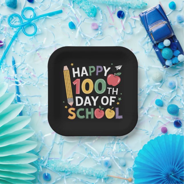 100th Day of School Teachers Happy 100 Days Paper Plates (Party)