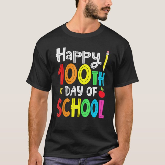 100th Day Of School Teachers Kids Child Happy 100  T-Shirt (Front)