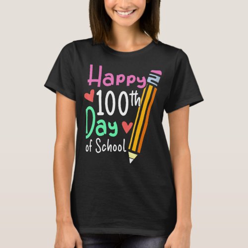 100th Day of School Teachers Kids Child Happy 100  T_Shirt