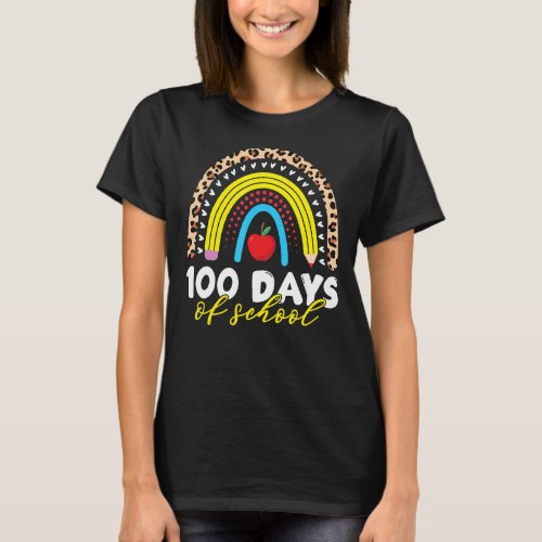 100th Day of School Teachers Kids Rainbow Happy 10 T_Shirt