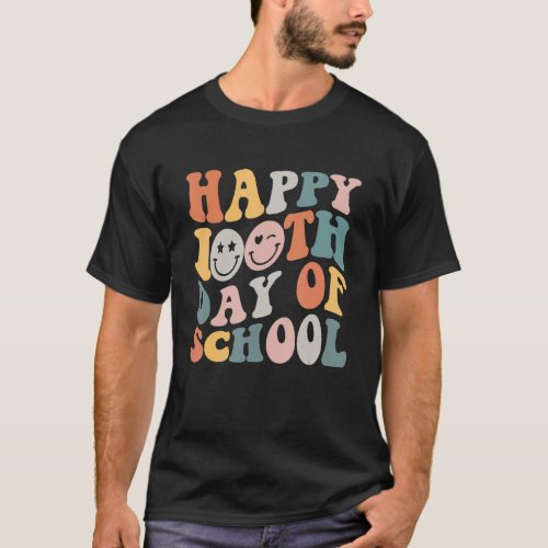 100th Day of School Teachers Kids Retro Happy 100  T_Shirt