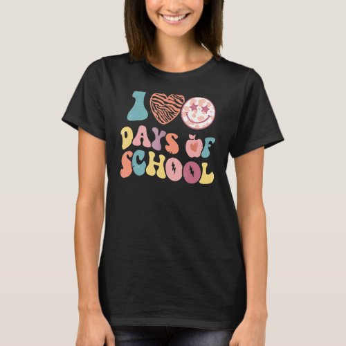 100th Day Of School Teachers Retro Groovy Happy 10 T_Shirt