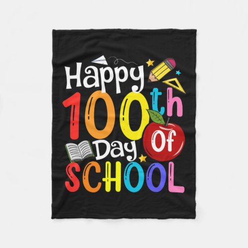 100th Day Of School Teachers Student Happy 100 Day Fleece Blanket