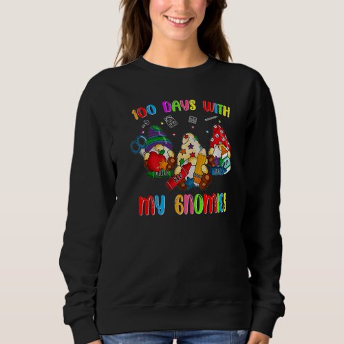 100th Day Of School Teachers Three Gnomes Virtual Sweatshirt