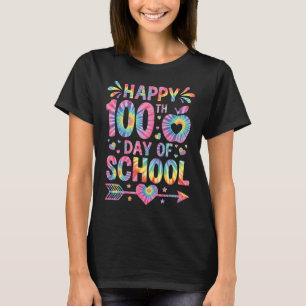 100th Day of School Tie Dye Rainbow Happy 100 Days T-Shirt