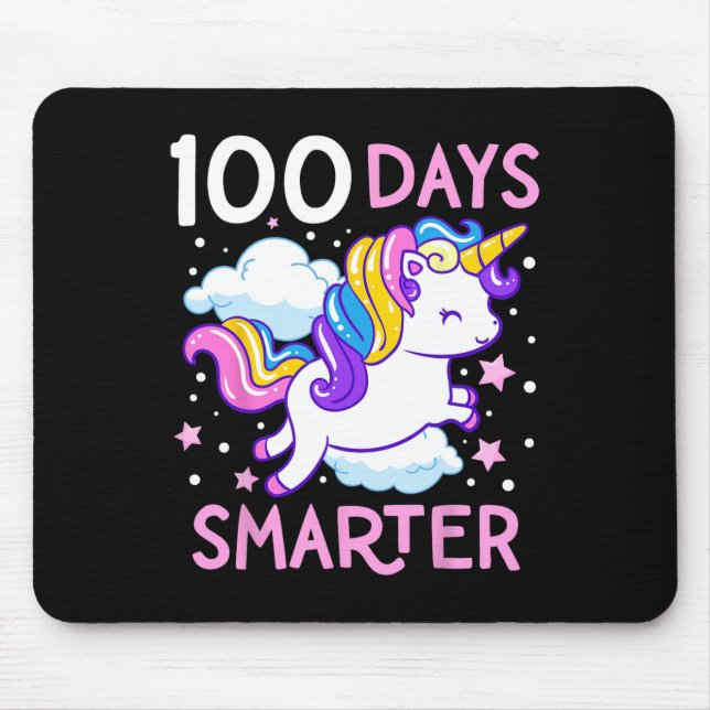 100th Day of School Unicorn 100 Days Smarter Kinde Mouse Pad (Front)