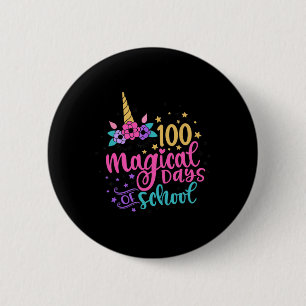 100th Day Of School Unicorn 100 Magical Days Teach Button