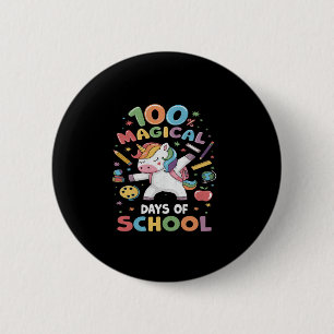 100th Day of School Unicorn 100 Magical Days Teach Button