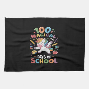 100th Day of School Unicorn 100 Magical Days Teach Kitchen Towel