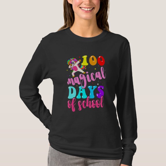 100th Day Of School Unicorn 100 Magical Days Teach T-Shirt (Front)